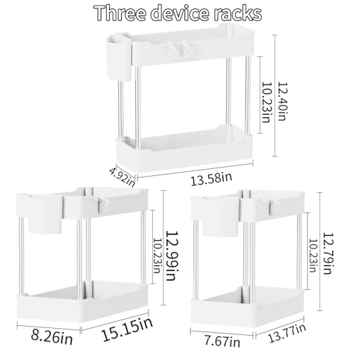 3 Pack Under Sink Organizer Bathroom and Storage Cabinet (White) - view 2