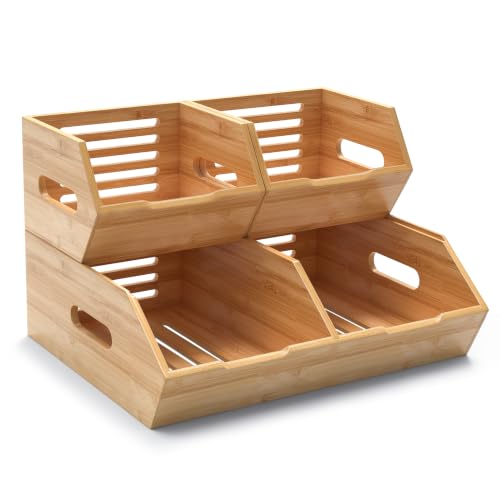 Extra Large Bamboo Pantry Storage Bins-Potato and Onion Food Storage Bin