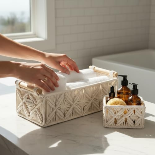 Boho Decor Cute Woven Gift Basket Small Storage Baskets for Organizing - view 4