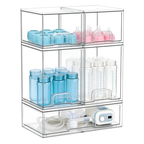 Baby Bottle Organizer, 5 Drawers Stackable Acrylic Storage