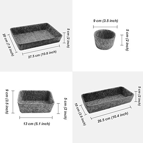 8pcs Drawer Organizers, Separators, Storage Box,Felt Storage Bins Inserts Tool Containers Toy Basket Shelf Cubes Foldable Drawer Dividers Desk Organisers - Grey - view 4