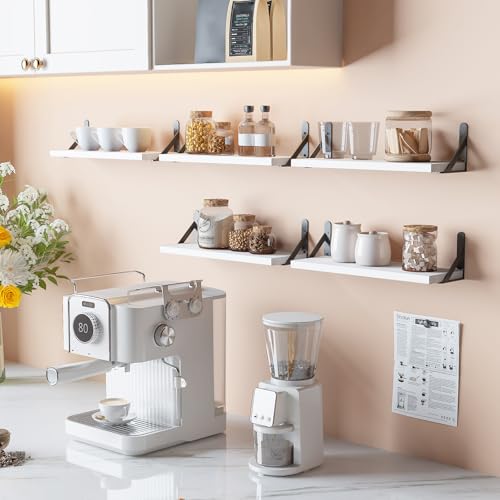 16.5 Inch Floating Shelves for Wall Home Decor, White, Set of 6 - view 5