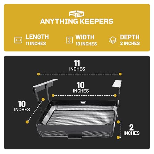 KEEPERS Anything Keeper – Compact 11x10 in Under Cabinet Pull-Down Basket, Hidden Steel Organizer for K-Cups, Spices & Small Items, Magnetic Close, Kitchen RV Desk – Black - view 6