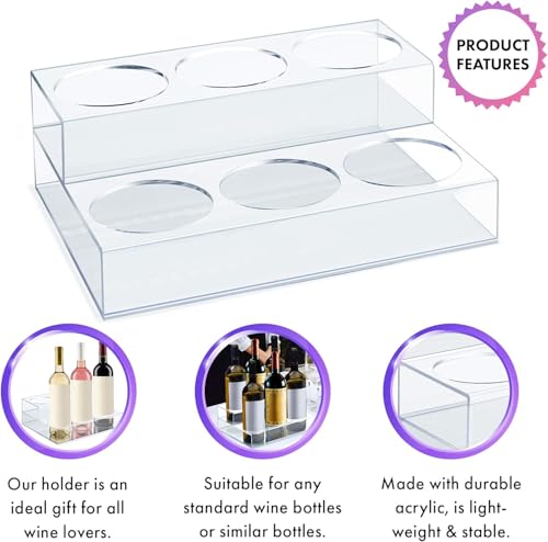 Acrylic Coffee Syrup Organizer Rack | 6 Bottle, 2 Tier Rack | Bar Counter-Top Display Stand | Kitchen, Pantry, Fridge Storage Organizer for Syrups, Wine, Soda, Beer - view 3