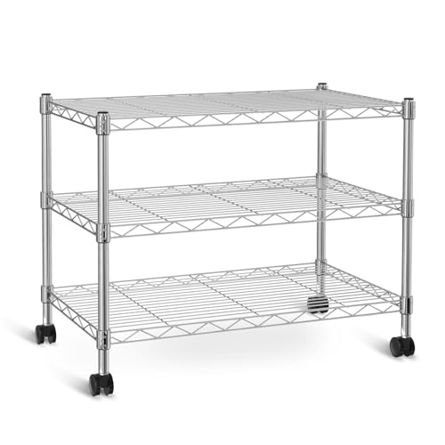 3-Tier Heavy Duty Storage Shelves 750Lb Capacity, 24.02" D x 13.78" W x 21.97" H Shelving Unit for Pantry, Garage, Laundry and Kitchen