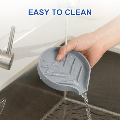 Silicone Smiley Face Sponge Holder for Kitchen Sink, Sink Caddy Organizer with Drainage for Quick Drying, Dishwasher Safe, Fit Palm Bush, Soap Dispenser Storage - view 5
