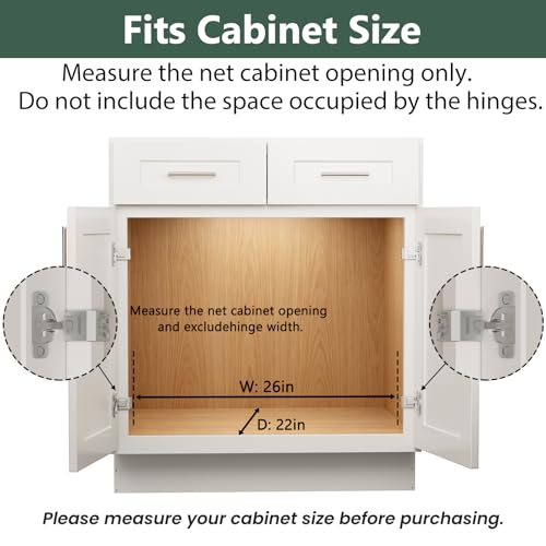 2 Tier Individual Pull Out Cabinet Organizer 25½" W x 21½" D, Slide Out Kitchen Cabinet Storage Sliding Shelves - view 4