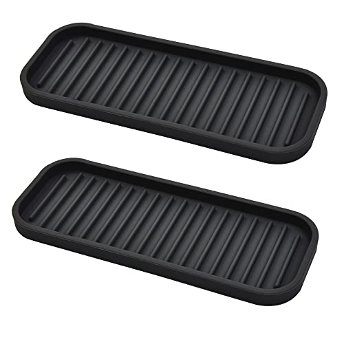 Silicone Sponge Holder for Kitchen Sink - Soap Tray 2 Pack Black