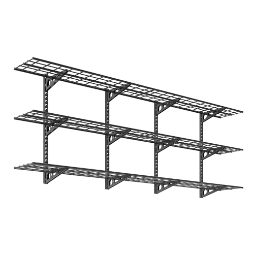 2 Pack 3-Tier 1x4ft Garage Storage Wall Shelving, Black