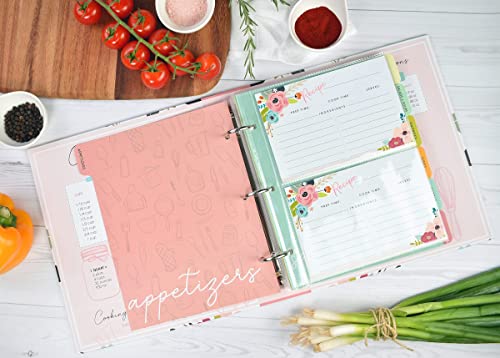 Recipe Binder and Recipe Card Set Bundle, Comes with a Recipe Binder 3 Ring Organizer Blank Recipe Book 8.5" x 9.5" with 50 Blank Recipes Cards (4x6) Plus and Extra Set of 50 Matching Recipe Cards - view 5
