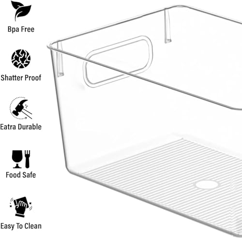 Clear Plastic Storage Bins, Pantry Organizers and Storage Containers Fridge Organizer Bins for Organizing Kitchen Cabinet Organizer Bin Bathroom Freezer Refrigerator Organization - view 5