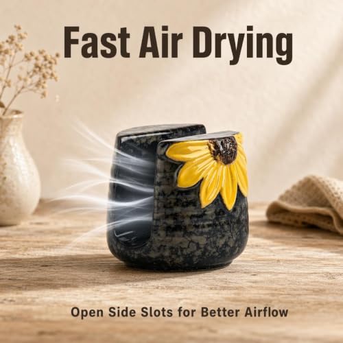 Ceramic Sunflower Dish Sponge Holder For Kitchen Sink Caddy Organizer Decor - view 6