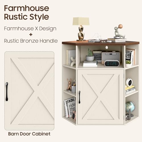Corner Cabinet, Farmhouse Corner Storage Shelf, Off White - view 4