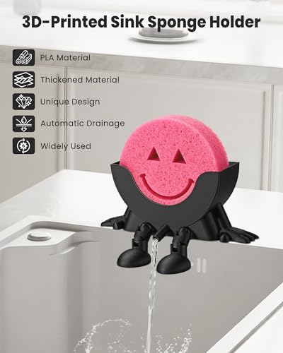3D Printed Sponge Holder for Kitchen, Suitable for Scrub Daddy Holder，Funny Sponge Holder, Drainable Scrub Stand Sponge Caddy, Cute Drying Rack Accessories for Kitchen Sink - view 2
