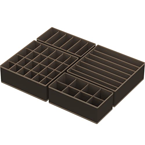 4-Pack Drawer Organizer Set for Underwear/Socks/Bra, Brown - view 2