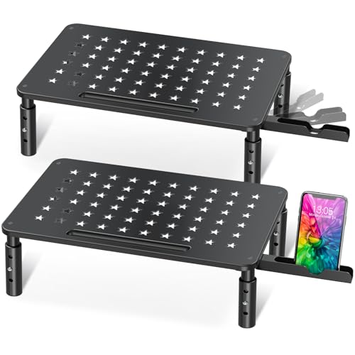 2 Pack Monitor Stand, 3 Height Adjustable Stand with Star Mesh