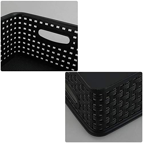 Set of 6 Plastic Storage Bins and Small Baskets, Black - view 3