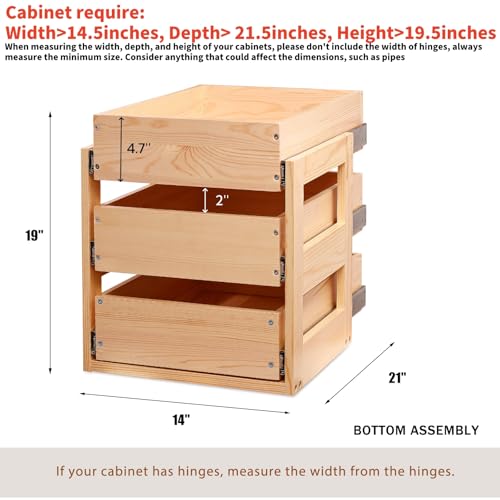 Pull Out Cabinet Organizer 14''W×21''D×19''H Slide Out Drawer - view 3