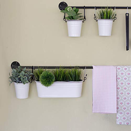 34.3 inch Industrial Pipe Pot Bar Rack with 15 S Hooks Rustic Iron Pots and Pans Hanging Rail Pipe Towel Holder Wall Mounted Detachable Kitchen Utensil Pan Lid Organizer Black - view 6
