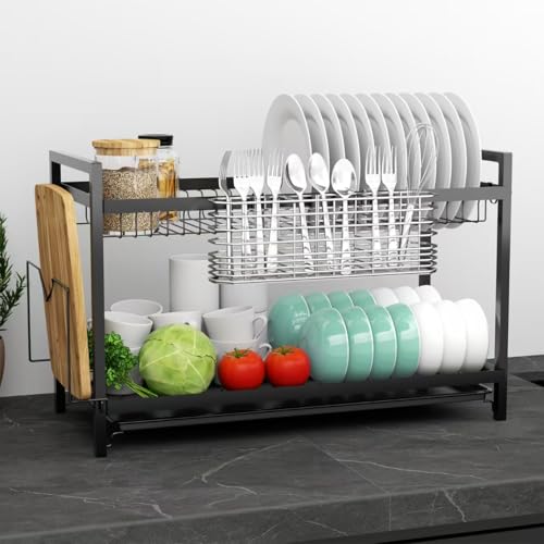 304 Stainless Steel Utensil Holder, Dish Drying Rack, Kitchen Utensil Organizer, Knife and Fork Drainage Rack, Kitchen Drainage Basket Accessories, with Hooks, Rust Proof - view 5