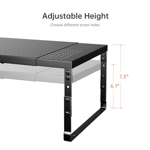 Expandable Adjustable Cabinet Shelf Organizer - Stackable Metal Spice Rack for Kitchen Pantry, Countertop, Cupboard & Bathroom (1Pack/Black,Large) - view 4