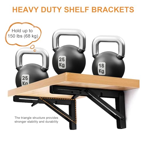 Folding Shelf Brackets, 10 Inch 2 Pcs Fold Down Table Support - view 2
