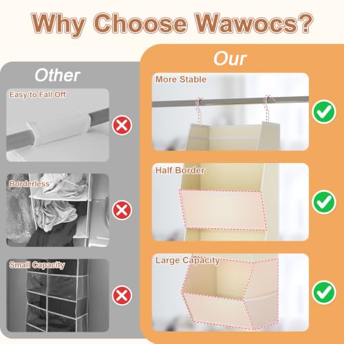 4 Shelf Hanging Closet Organizer Closet Storage for Wardrobe 2 Packs Beige - view 4