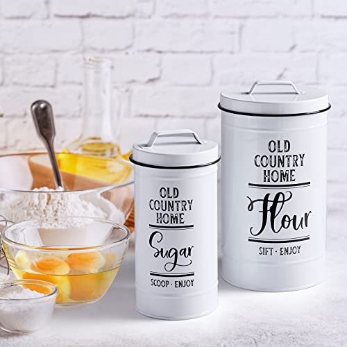Canisters Sets for the Kitchen, Airtight Kitchen Canisters for Countertop, Flour and Sugar Containers, Tea Coffee Sugar Canister Set, Coffee Bar Decor and Accessories, Set of 4, White - view 5