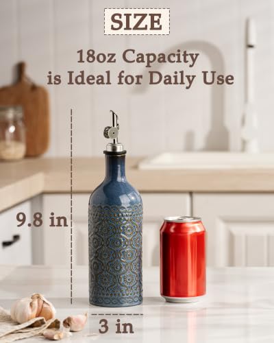 18 oz Ceramic Olive Oil Dispenser Bottle with Funnel - view 2