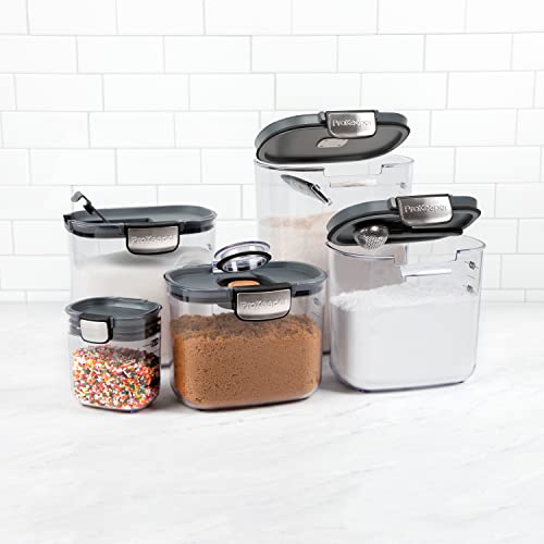 + Airtight Food Storage Container Set – Clear Plastic Flour and Sugar Canister Set with Magnetic Accessories for Kitchen Organization (Grey, 9-Piece) - view 6