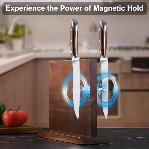 Magnetic Knife Holder - Double Sided Magnetic Knife Block Without Knives - Wooden Universal Knife Stand Strong Enhanced Magnets -Knife Display Rack for Kitchen Counter Multifunctional Storage - view 2