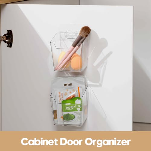2 Pack Adhesive Cabinet Door Organizer, Clear Wall-Mounted Storage Bins(S) - view 2