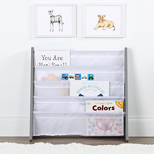 Kids Toy Organizer with 9 Storage Fabric Bins, Grey & Grey/White Kids Book Rack Storage Bookshelf, 4 Tiers - view 2