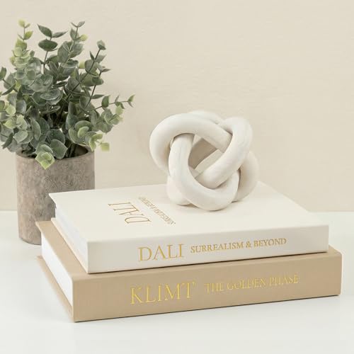 Linen Decorative Book Storage Boxes - Set of 2 Faux Books for Coffee Table Decor, Neutral Fake Book Props for Hiding TV Remotes & Entryway Styling (Khaki & Off-White)