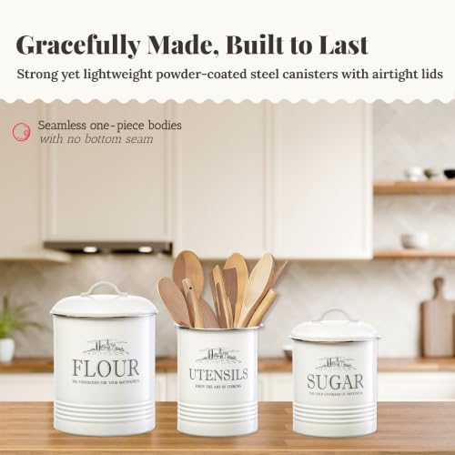 Kitchen Canisters for Countertop, 3-Piece Set with Utensil Holder - view 2