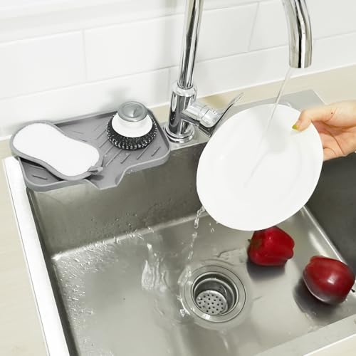 Kitchen Soap Tray, Silicone Bathroom Soap Dishes, Sponge Holder for Kitchen Sink for Bathroom Counter Sink Caddy Organizer for Dish Soap Bottle, Soap Dispenser - view 6