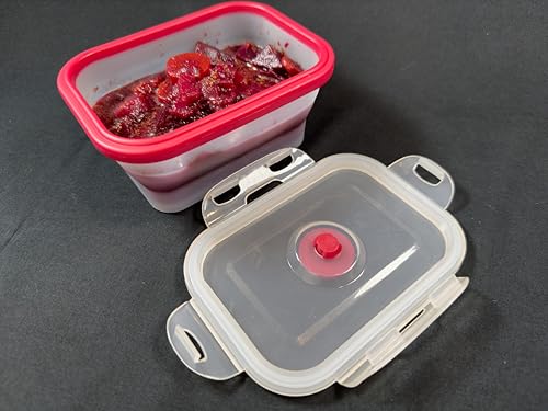Collapsible Silicone Food Storage Containers - Rectangular Set of 4 with Airtight Snap-Down Plastic Lids - Microwave, Dishwasher, Freezer Safe - view 5