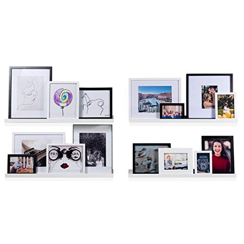 Denver Modern Wall Mount Floating Picture Ledge Shelf - Nursery Hanging Bookshelf - 30 Inch White Set of 4 - Mounting Hardware Included - view 4