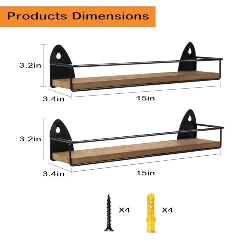 2 Pack Spice Rack Wall Mount Rustic Style Hanging Spice Organizer for Wall, Kitchen Spice Storage,Black - view 4