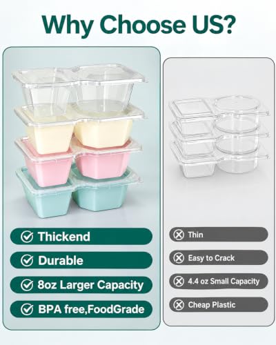 8 oz Snack Containers with Lids, Disposable, 5-Color Bundle, 10 Sets - view 2