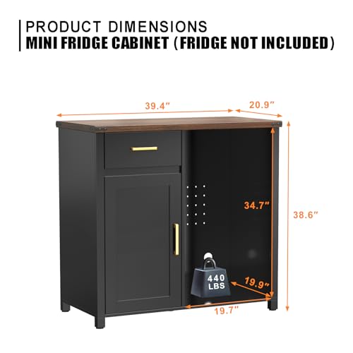 Coffee Bar Cabinet with Fridge Space, Mini Fridge Stand,Black - view 2