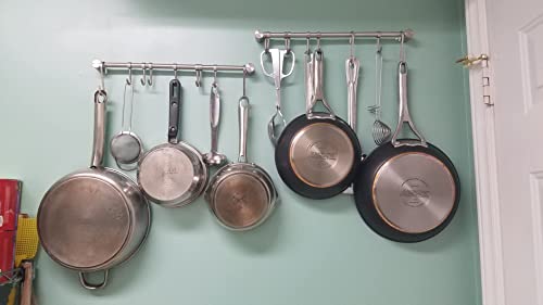 Kitchen Utensil Rack 2PCS, 15.6” Pot & Pan Hanging Rack Wall Mount - view 4