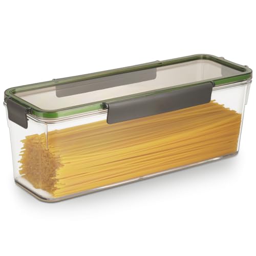 72oz Spaghetti Pasta Storage Container - Clear Plastic Noodle Holder with Airtight Lid Kitchen Pantry Food Storage Organizer for Rice Flour Cereal Oats Cracker Coffee Bean Linguini Lasagna (Square*1)
