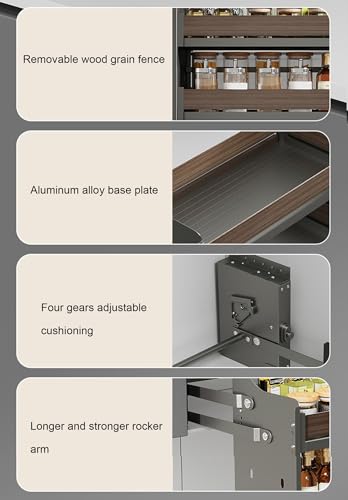 2-Tier Heavy-Duty Pull-Down Shelf Organizer for Kitchen & Bar, Space-Saving Cabinet System with 4-Bearing Support (41x26x53cm) - Efficient Storage Solution - view 4