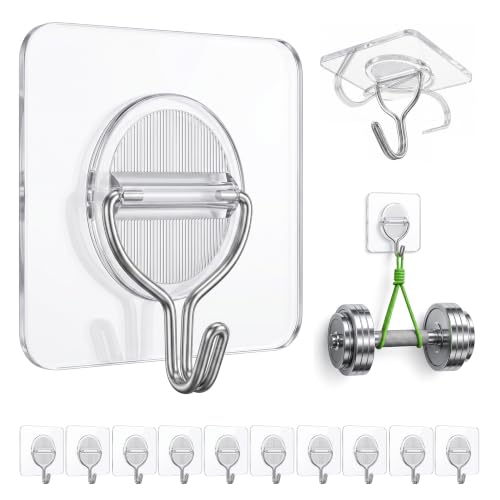 Clear Adhesive Wall Hooks Heavy Duty Hanging Sticky-20 Pack,15Lbs+