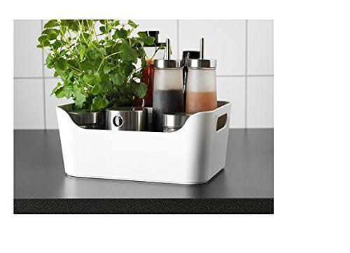 Pantry Organization And Storage Baskets, Open Storage Box Under Sink Organizers,Kitchen Cabinet and Pantry Storage Organizer Bin - two cut-out handles that make 9.4 x 6.7 x 4.3 Inches (White) - view 6