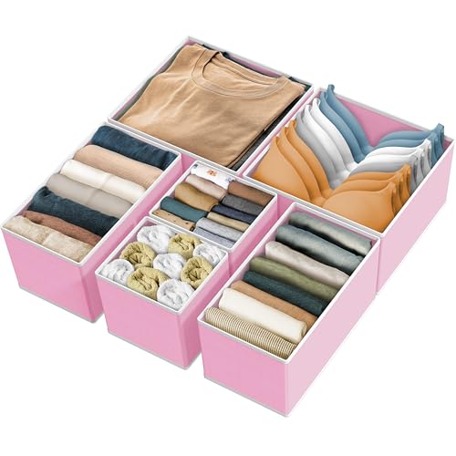 Underwear Drawer Organizer, Set of 6, Pink