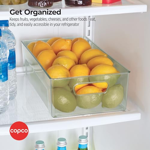 Storage Bin for Refrigerator and Pantry Organizers - Clear Green Fridge Bin with Built-In Handles, 14.4 x 7.9 x 4 Inches, Kitchen and Bathroom Storage Organizer - view 5