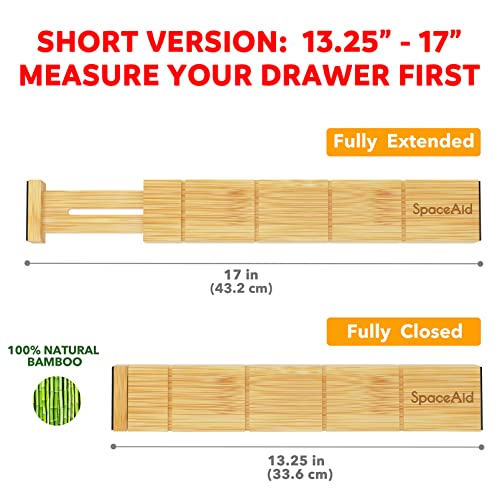 Bamboo 13.25-17“ Drawer Dividers (Need 2.35" Deep Drawer) Kitchen Adjustable Organizers, Expandable Organization for Home, Office, Dressers, 4 Dividers with 9 Inserts - view 2