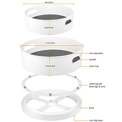 360° Rotating Lazy Susan Organizers, 2 Packs 9" and 12" Turntable Spice Rack Organisers for Kitchen Organization and Storage, Non-Slip Under Sink Organizer for Bathroom Pantry Cupboard - view 5